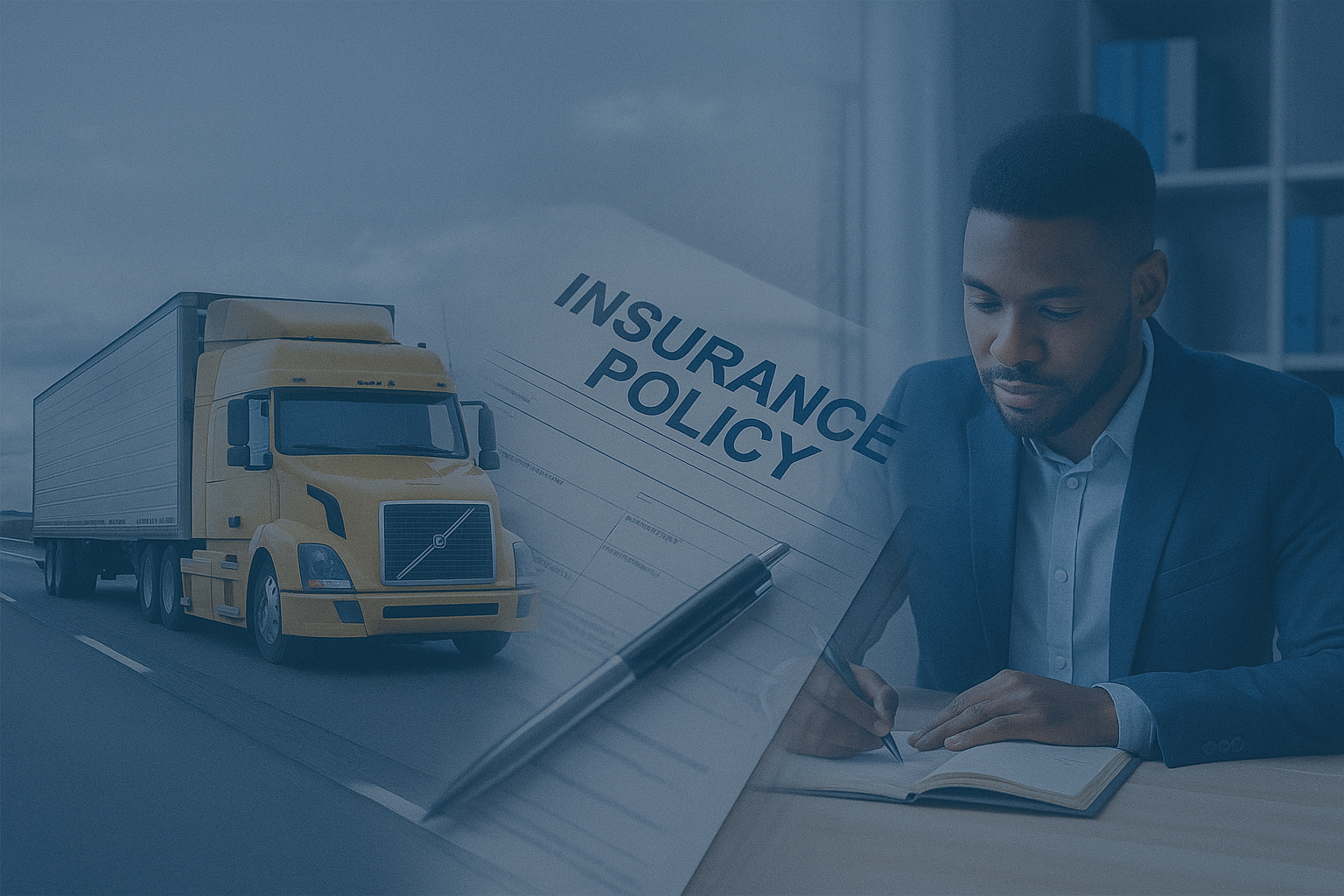 Insurance brokers reviewing policy documents